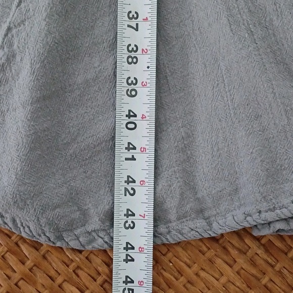 OH MY GAUZE! Gray Linen Blend Midi Dress Tank Straps Casual Size 2 L